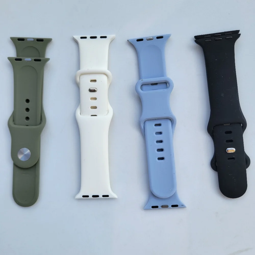 Set Of 4 Apple Watch 38-40mm Sillicon Bracelets Bundle Multicolor New